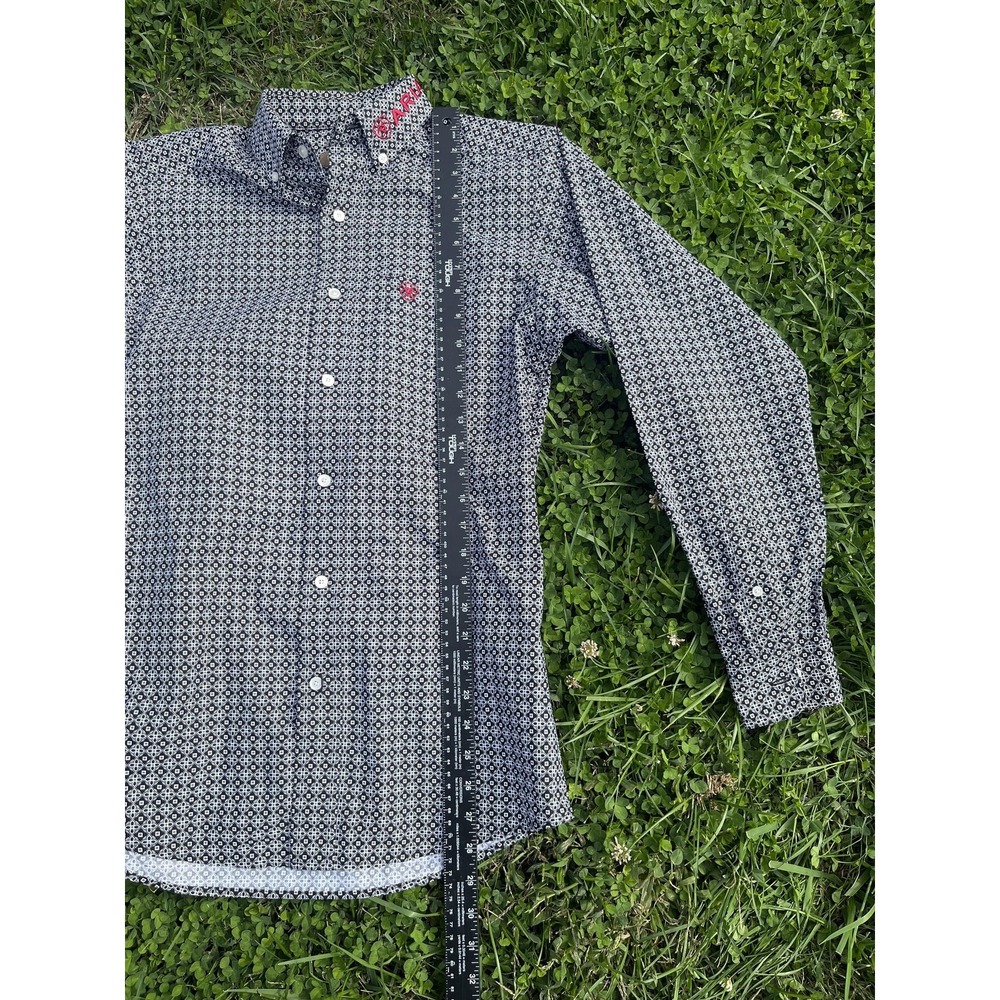 Ariat Shirt Mens XS Black White Fitted Western Button Down Long Sleeve Rodeo - Picture 14 of 15